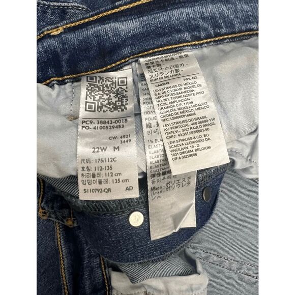 Levi’s Ribcage Women Plus Size 22W Blue Denim Straight Ankle Jeans Slim Hip - Picture 12 of 13